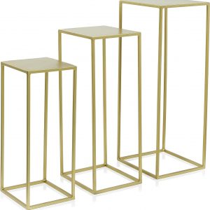 3-Piece Gold Cake or Flower Pedestal Table Set