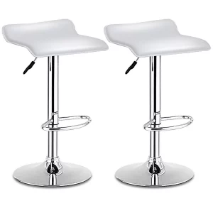 Swivel Bar Stool White Leather