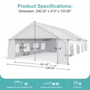 White Steel Frame Tent (20 FT x 26 FT).