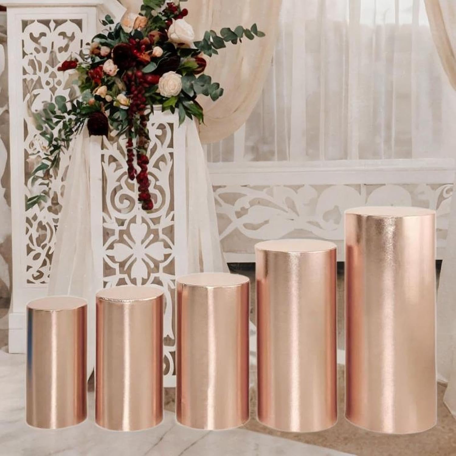 Rose Gold Stretchable Pillar Covers (5pcs) - Image 3