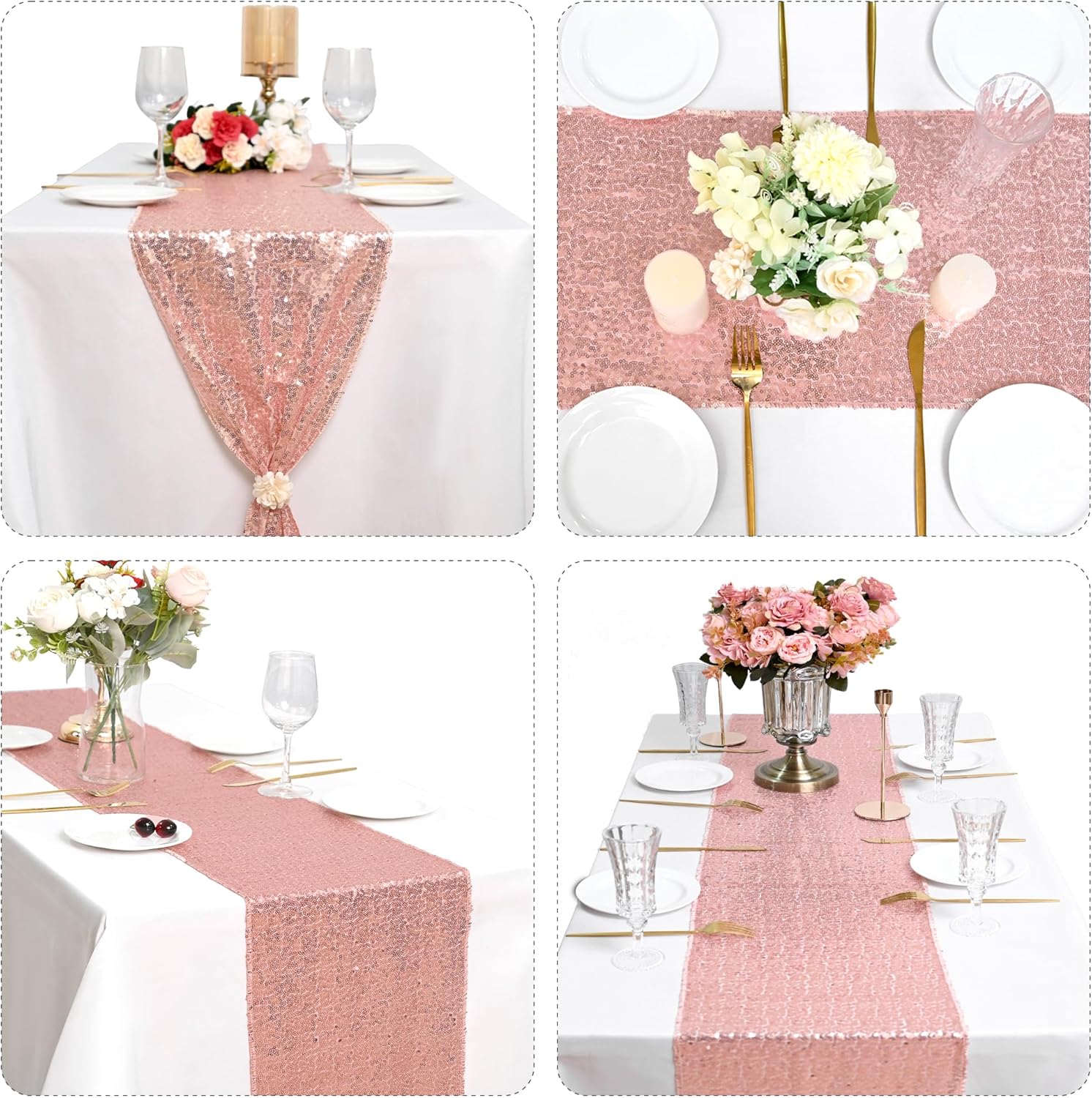 Rose Gold Sequin Table Runner (12 x 108") - Image 2