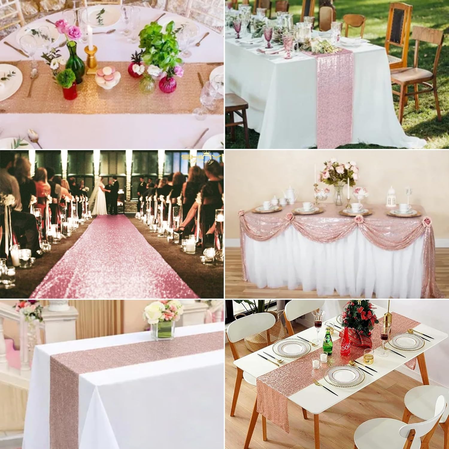 Rose Gold Sequin Table Runner (12 x 108") - Image 3