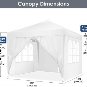 Pop-Up Canopy with 4 Sidewalls and 6 Pockets (10 x 10)