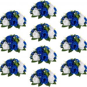 Royal Blue & White Artificial Flower Balls